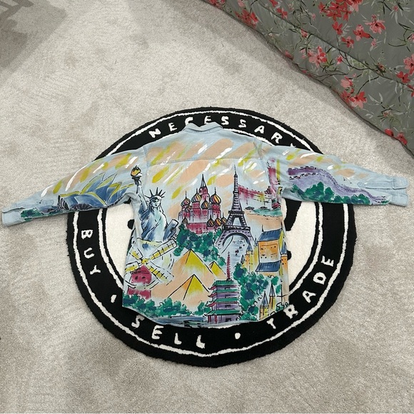 Vintage Kolorway Hand Painted Oversized Denim Button Down - Picture 5 of 8